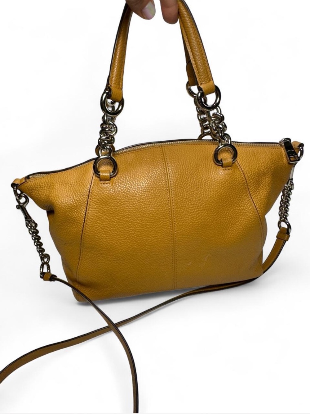 Coach Chain Prairie Satchel 59501 Chestnut Pebbled Leather Crossbody